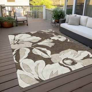 Piper Looms Chantille Floral ACN857 Brown Machine Washable Area Rug Outdoor Lifestyle Image Feature
