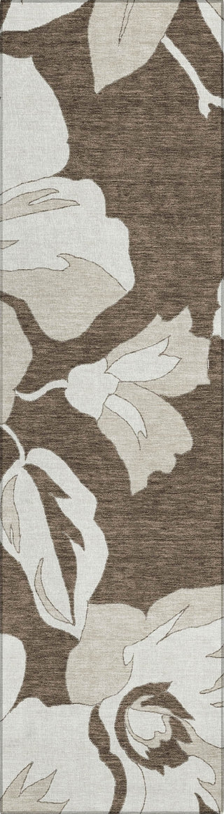 Piper Looms Chantille Floral ACN857 Brown Machine Washable Area Rug Runner Main Image
