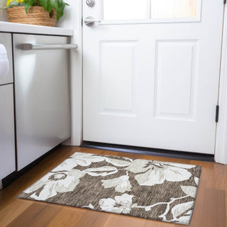 Piper Looms Chantille Floral ACN857 Brown Machine Washable Area Rug Scatter Lifestyle Image Feature
