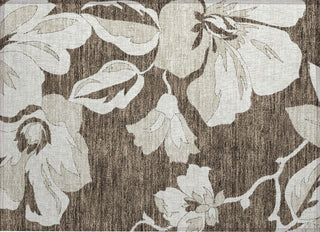Piper Looms Chantille Floral ACN857 Brown Machine Washable Area Rug Scatter Main Image