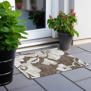 Piper Looms Chantille Floral ACN857 Brown Machine Washable Area Rug Scatter Outdoor Lifestyle Image Feature