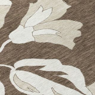 Piper Looms Chantille Floral ACN857 Brown Machine Washable Area Rug Swatch Image
