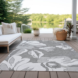 Piper Looms Chantille Floral ACN857 Gray Machine Washable Area Rug Outdoor Lifestyle Image Feature