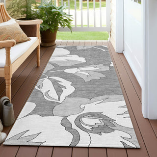 Piper Looms Chantille Floral ACN857 Gray Machine Washable Area Rug Runner Outdoor Lifestyle Image Feature