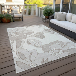 Piper Looms Chantille Floral ACN857 Ivory Machine Washable Area Rug Outdoor Lifestyle Image Feature