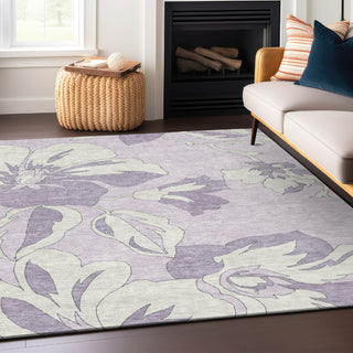 Piper Looms Chantille Floral ACN857 Lavender Machine Washable Area Rug Lifestyle Image Feature