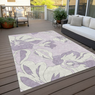 Piper Looms Chantille Floral ACN857 Lavender Machine Washable Area Rug Outdoor Lifestyle Image Feature