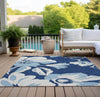 Piper Looms Chantille Floral ACN857 Navy Machine Washable Area Rug Outdoor Lifestyle Image Feature