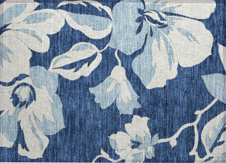Piper Looms Chantille Floral ACN857 Navy Machine Washable Area Rug Scatter Main Image