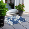 Piper Looms Chantille Floral ACN857 Navy Machine Washable Area Rug Scatter Outdoor Lifestyle Image Feature