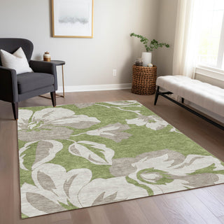 Piper Looms Chantille Floral ACN857 Olive Machine Washable Area Rug Lifestyle Image Feature