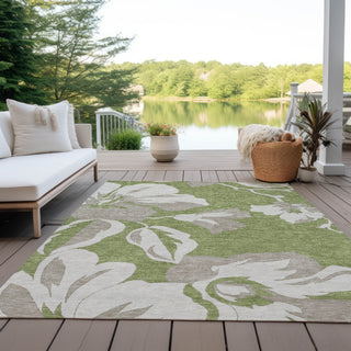 Piper Looms Chantille Floral ACN857 Olive Machine Washable Area Rug Outdoor Lifestyle Image Feature