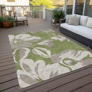 Piper Looms Chantille Floral ACN857 Olive Machine Washable Area Rug Outdoor Lifestyle Image Feature