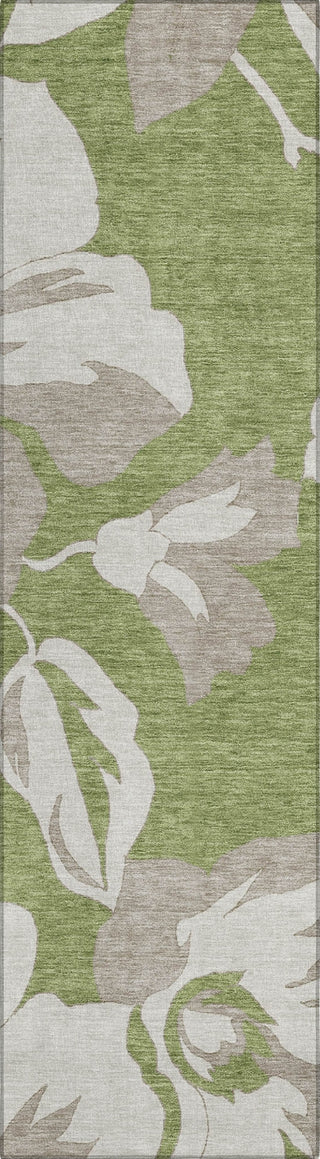Piper Looms Chantille Floral ACN857 Olive Machine Washable Area Rug Runner Main Image