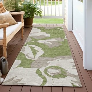 Piper Looms Chantille Floral ACN857 Olive Machine Washable Area Rug Runner Outdoor Lifestyle Image Feature