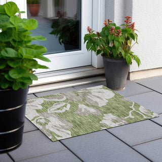 Piper Looms Chantille Floral ACN857 Olive Machine Washable Area Rug Scatter Outdoor Lifestyle Image Feature