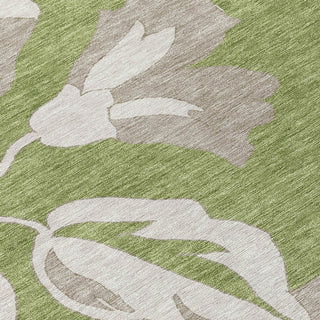 Piper Looms Chantille Floral ACN857 Olive Machine Washable Area Rug Swatch Image