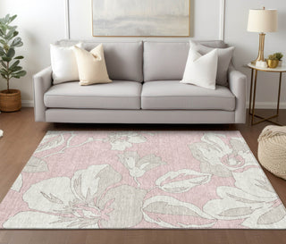 Piper Looms Chantille Floral ACN857 Pink Machine Washable Area Rug Lifestyle Image Feature