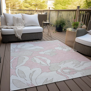Piper Looms Chantille Floral ACN857 Pink Machine Washable Area Rug Outdoor Lifestyle Image Feature
