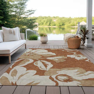 Piper Looms Chantille Floral ACN857 Terracotta Machine Washable Area Rug Outdoor Lifestyle Image Feature