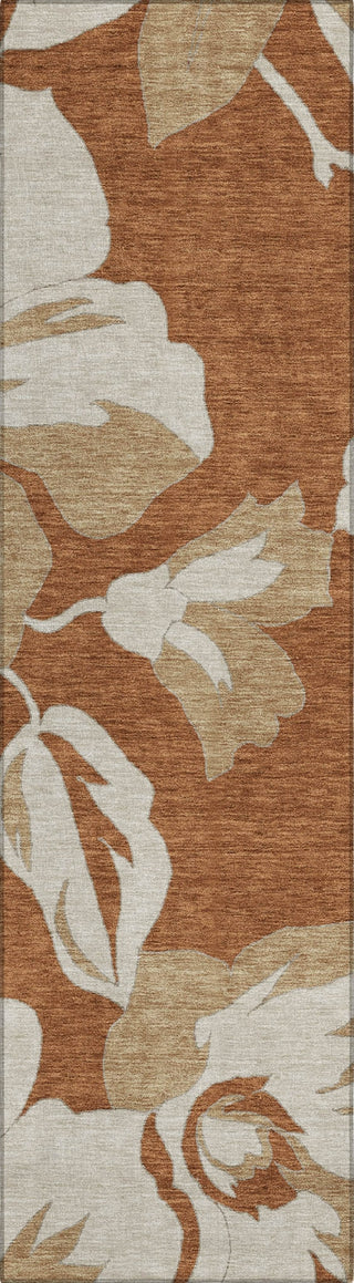 Piper Looms Chantille Floral ACN857 Terracotta Machine Washable Area Rug Runner Main Image