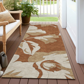 Piper Looms Chantille Floral ACN857 Terracotta Machine Washable Area Rug Runner Outdoor Lifestyle Image Feature