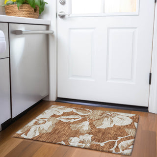 Piper Looms Chantille Floral ACN857 Terracotta Machine Washable Area Rug Scatter Lifestyle Image Feature