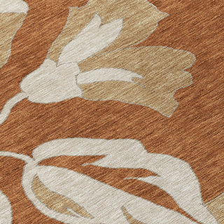 Piper Looms Chantille Floral ACN857 Terracotta Machine Washable Area Rug Swatch Image