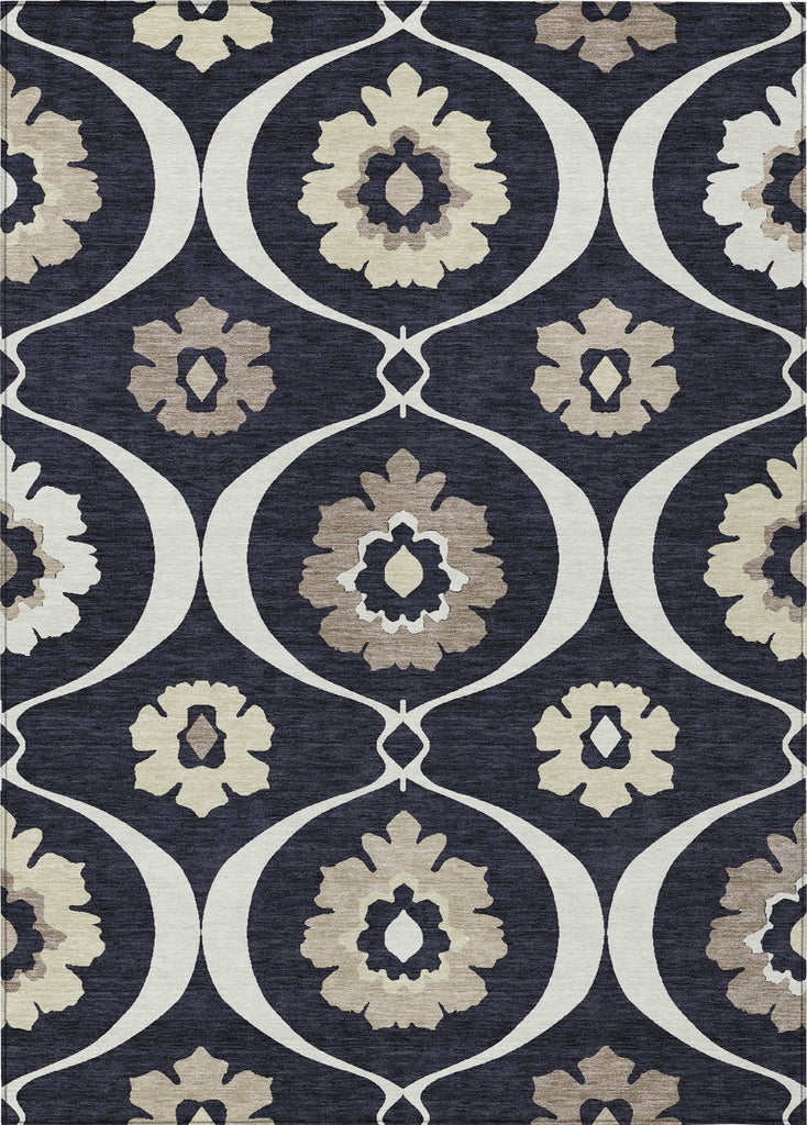 Piper Looms Chantille Medallions ACN858 Black Machine Washable Area Rug main image