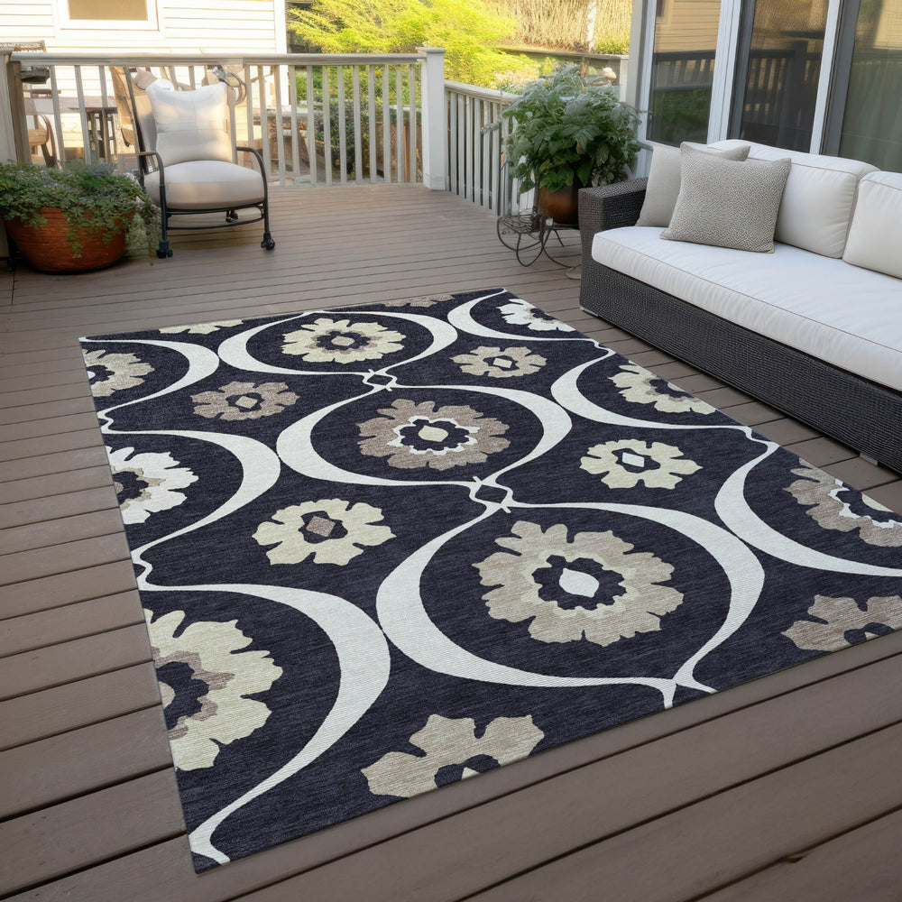 Piper Looms Chantille Medallions ACN858 Black Machine Washable Area Rug Outdoor Lifestyle Image Feature