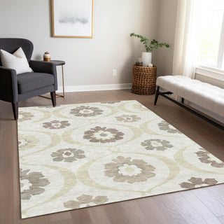 Piper Looms Chantille Medallions ACN858 Ivory Machine Washable Area Rug Lifestyle Image Feature