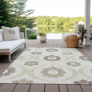 Piper Looms Chantille Medallions ACN858 Ivory Machine Washable Area Rug Outdoor Lifestyle Image Feature