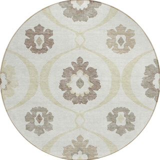 Piper Looms Chantille Medallions ACN858 Ivory Machine Washable Area Rug Round Main Image