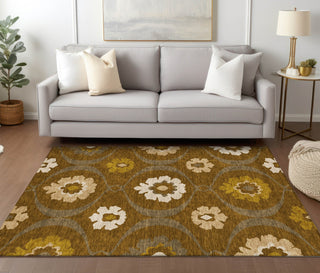 Piper Looms Chantille Medallions ACN858 Mocha Machine Washable Area Rug Lifestyle Image Feature