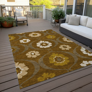 Piper Looms Chantille Medallions ACN858 Mocha Machine Washable Area Rug Outdoor Lifestyle Image Feature