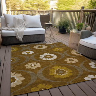 Piper Looms Chantille Medallions ACN858 Mocha Machine Washable Area Rug Outdoor Lifestyle Image Feature