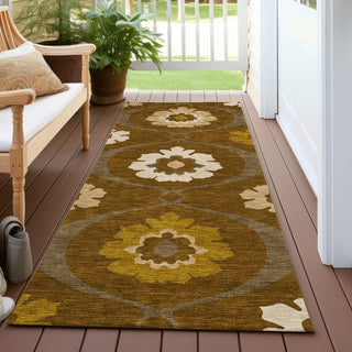 Piper Looms Chantille Medallions ACN858 Mocha Machine Washable Area Rug Runner Outdoor Lifestyle Image Feature