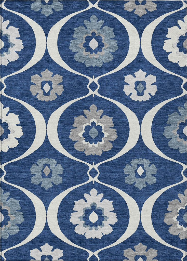 Piper Looms Chantille Medallions ACN858 Navy Machine Washable Area Rug main image