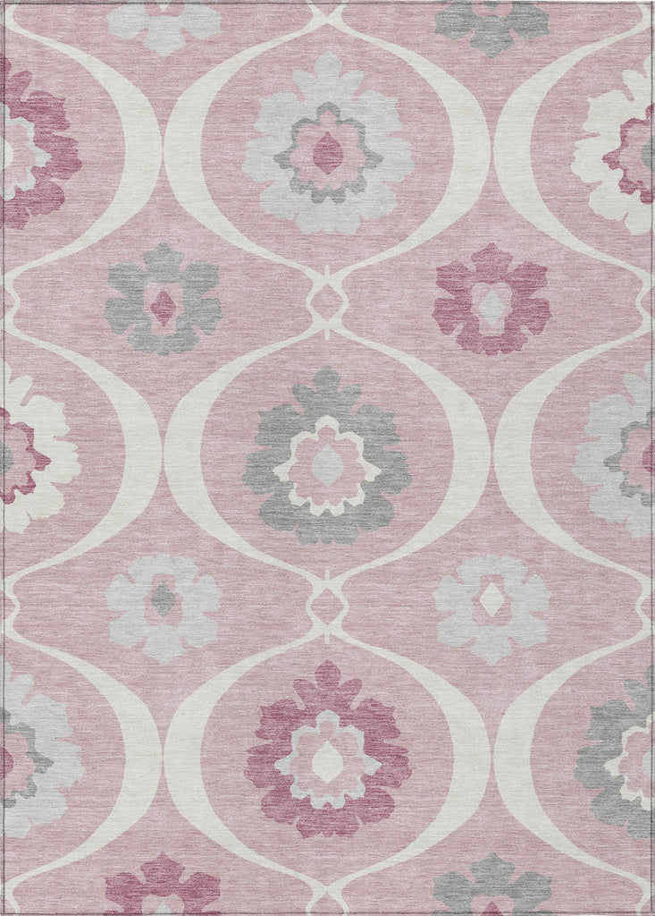 Piper Looms Chantille Medallions ACN858 Pink Machine Washable Area Rug main image