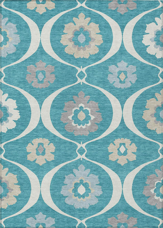 Piper Looms Chantille Medallions ACN858 Teal Machine Washable Area Rug main image
