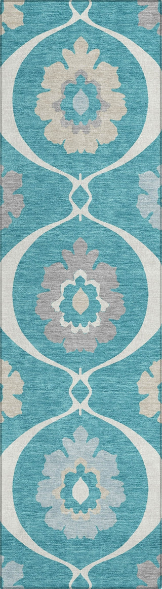 Piper Looms Chantille Medallions ACN858 Teal Machine Washable Area Rug Runner Main Image