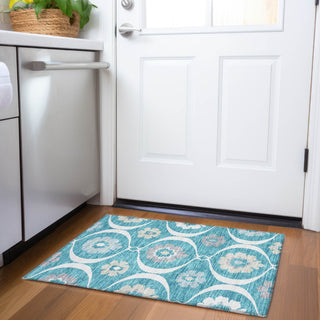 Piper Looms Chantille Medallions ACN858 Teal Machine Washable Area Rug Scatter Lifestyle Image Feature