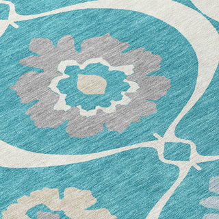 Piper Looms Chantille Medallions ACN858 Teal Machine Washable Area Rug Swatch Image