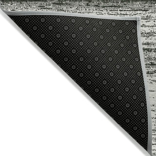 Piper Looms Chantille Stripes ACN859 Black Machine Washable Area Rug Backing Image