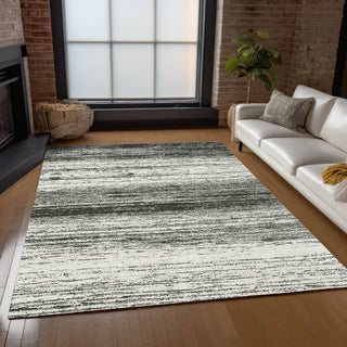 Piper Looms Chantille Stripes ACN859 Black Machine Washable Area Rug Lifestyle Image Feature