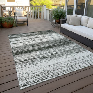Piper Looms Chantille Stripes ACN859 Black Machine Washable Area Rug Outdoor Lifestyle Image Feature