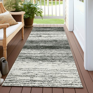 Piper Looms Chantille Stripes ACN859 Black Machine Washable Area Rug Runner Outdoor Lifestyle Image Feature