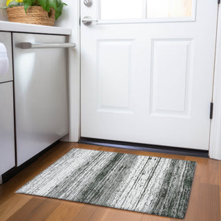 Piper Looms Chantille Stripes ACN859 Black Machine Washable Area Rug Scatter Lifestyle Image Feature