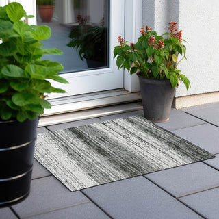 Piper Looms Chantille Stripes ACN859 Black Machine Washable Area Rug Scatter Outdoor Lifestyle Image Feature