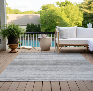 Piper Looms Chantille Stripes ACN859 Gray Machine Washable Area Rug Outdoor Lifestyle Image Feature